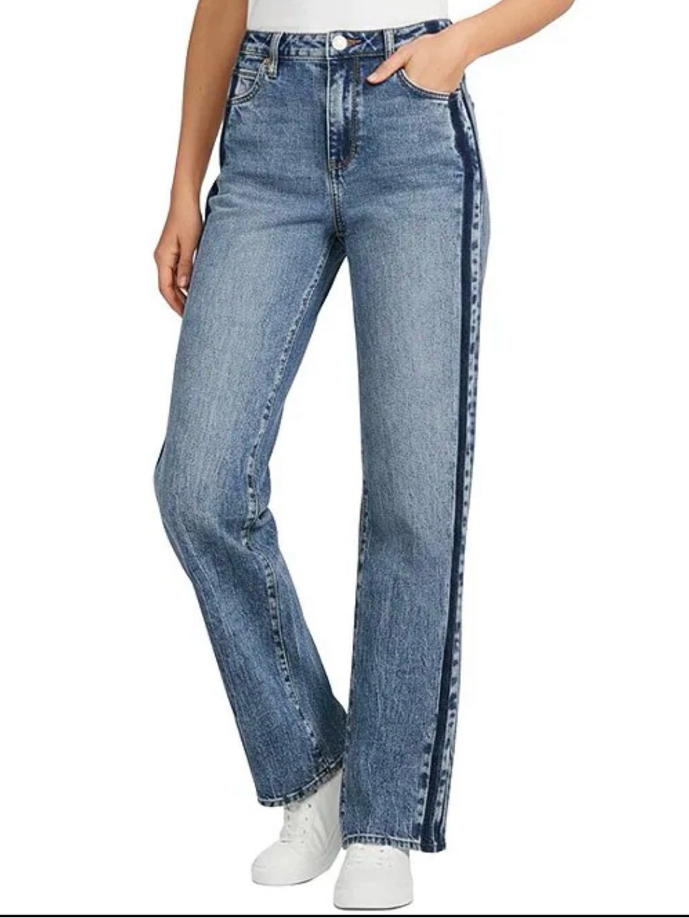 Kut from the Kloth High Rise Sienna Straight Leg Jeans with Dark Side Stripe